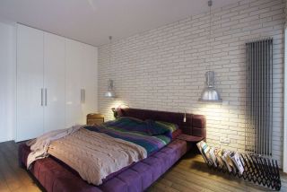 大卧室床头文化砖背景墙白色装修效果图