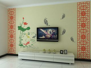 简中式硅藻泥电视背景墙装修效果图大全