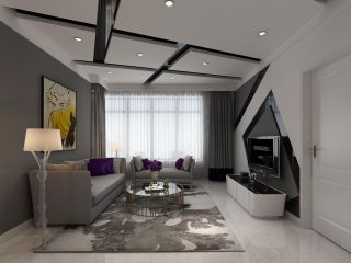 2023现代客厅简约风格电视墙造型装修效果图