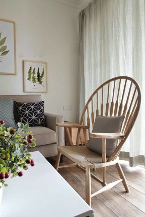 简约北欧风格客厅棉麻纯色窗帘装修效果图片