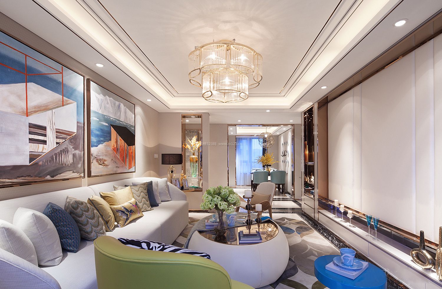 2020古典欧式别墅客厅水晶灯装修效果图片来了  