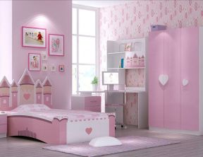 女生粉色房间床头照片墙装修