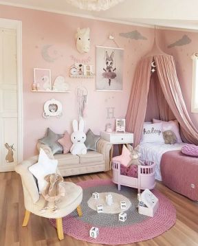 女生粉色房间地毯装修