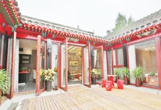 北京四合院别墅玻璃门图片