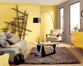 现代客厅墙面漆黄颜色效果图