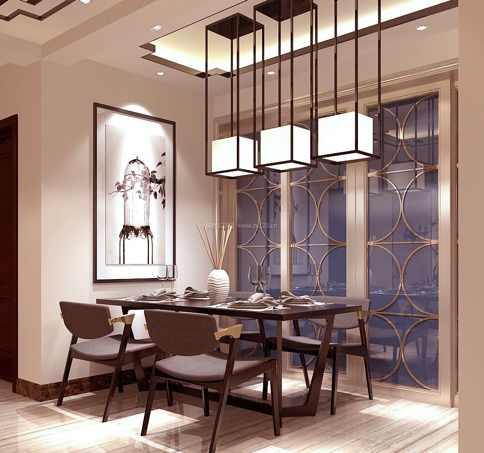 2020时尚新中式餐厅图片 2020餐厅吊灯设计效果图