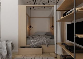30平米单身小公寓创意卧室设计装修