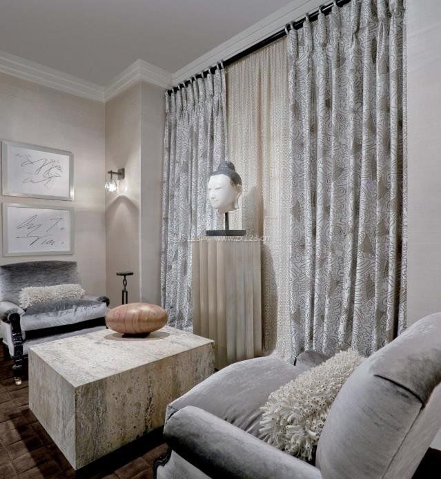 白色现代简约客厅窗帘装修