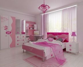 儿童套房家具粉色装修图片