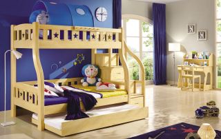现代儿童套房家具高低床效果图