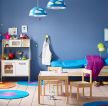 宜家儿童卧室蓝色墙面设计效果图