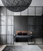 简约欧式风格客厅卧室玻璃隔断设计