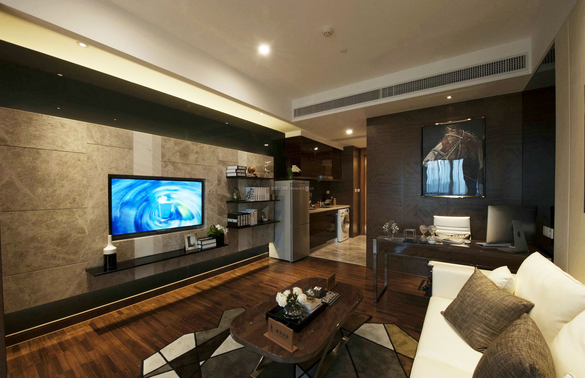 现代小户型单身公寓房屋客厅平面设计图