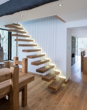 风格实木楼梯创意扶手设计图片