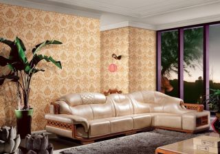 复古欧式客厅沙发背景墙壁纸贴图