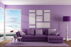 浅紫色房间客整体设计图片