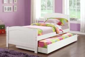 浅紫色房间卧室单人床设计