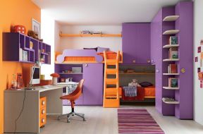 浅紫色儿童房间卧室整体设计效果图