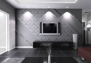 现代简约室内电视背景墙贴墙纸设计