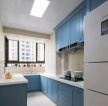 厨房入墙式整体橱柜蓝色装修效果图