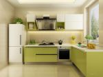 厨房入墙式整体橱柜绿色装修效果图