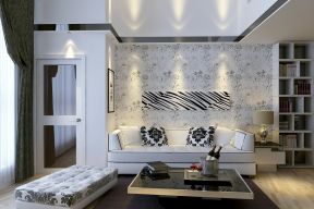 80平米两房简单客厅沙发背景墙装修效果图