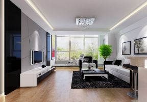 80平米两房简单现代风格客厅装修效果图