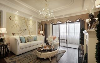2023优雅欧式古典风格客厅沙发背景墙装修图片
