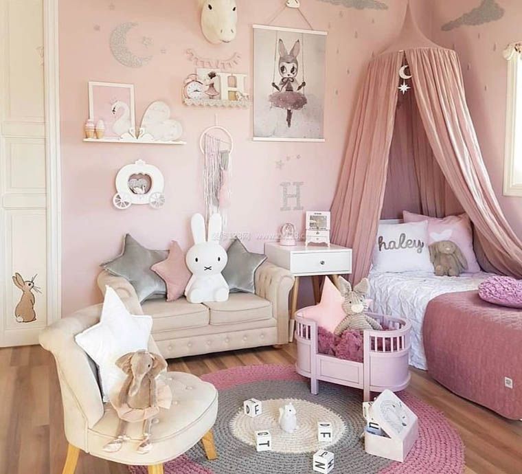 12岁儿童房间温馨粉色装修效果图大全