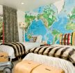 12岁儿童房间床头地图背景墙装修效果图