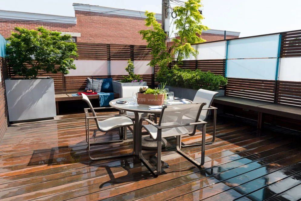 别墅屋顶花园仿木纹地砖平面设计图