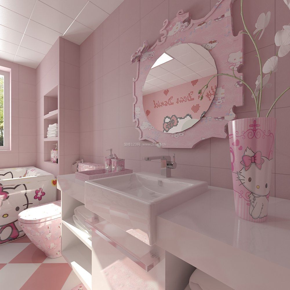 2023家装粉色卫生间镜子图片欣赏
