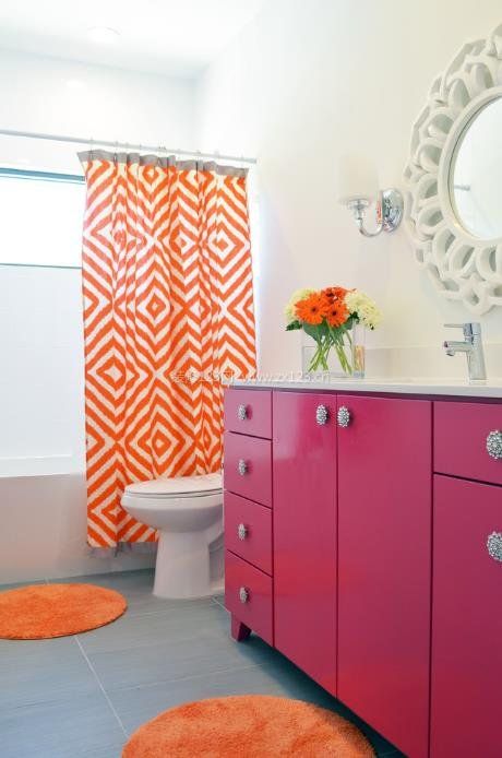 2023家装粉色浴柜卫生间图片欣赏