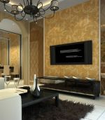 现代简约客厅墙布上有菊花图案装修2023