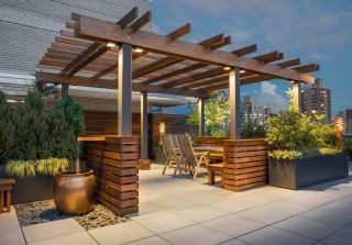 别墅屋顶花园实木设计平面效果图