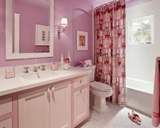 2023家装粉色卫生间隔断帘图片欣赏
