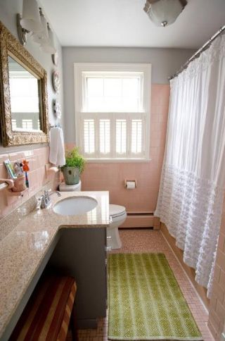 2023家装粉色卫生间浴室柜台面图片欣赏