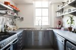 U型厨房橱柜不锈钢台面效果图