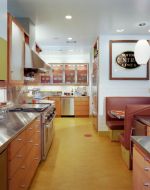 长方形厨房橱柜不锈钢台面效果图