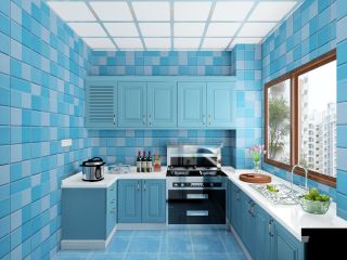2023地中海风格蓝色厨房墙砖贴图