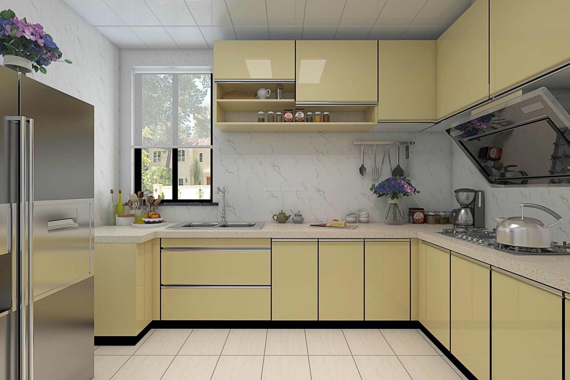 2023新L型厨房窗户效果图片
