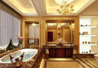 中国最豪华别墅卫生间浴缸图片