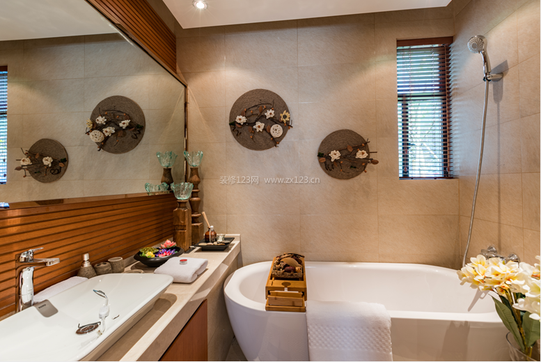2023东南亚风格浴室浴缸效果图片样板间欣赏