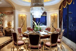 2023欧式奢华别墅餐厅水晶吊灯装修效果图片