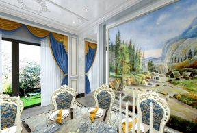 2020欧式豪华餐厅图片 2020逼真墙绘背景墙装修效果图