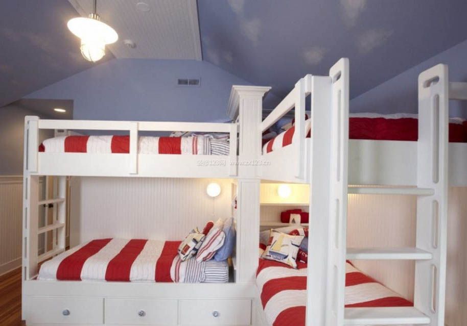 2023简欧风格室内儿童床上下铺效果图