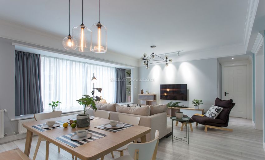 2021现代北欧简约客餐厅设计装修效果图片大全