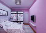 2023现代风格女生卧室紫色墙面设计图