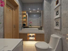 2023现代日式卫生间整体浴室柜装修效果图片