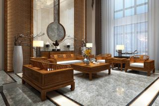 2023挑高客厅明清中式家具设计